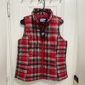 NWT Land’s End down-filled plaid vest, size M